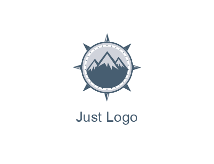 mountains in compass frame