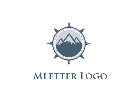 mountains in compass frame