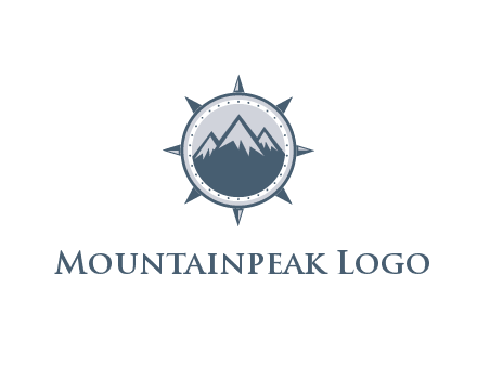mountains in compass frame