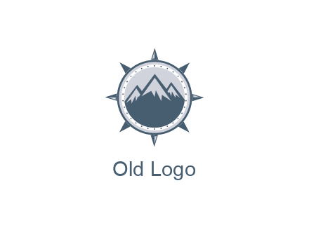 mountains in compass frame