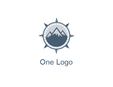 mountains in compass frame
