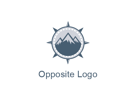 mountains in compass frame
