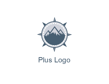 mountains in compass frame