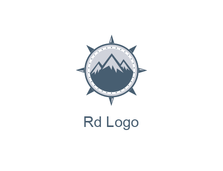 mountains in compass frame