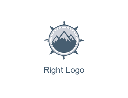 mountains in compass frame