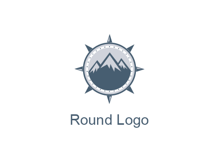 mountains in compass frame