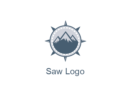 mountains in compass frame