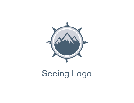 mountains in compass frame