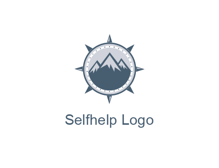 mountains in compass frame