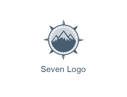 mountains in compass frame