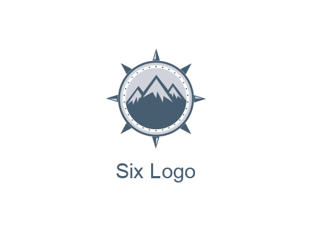 mountains in compass frame