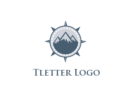 mountains in compass frame