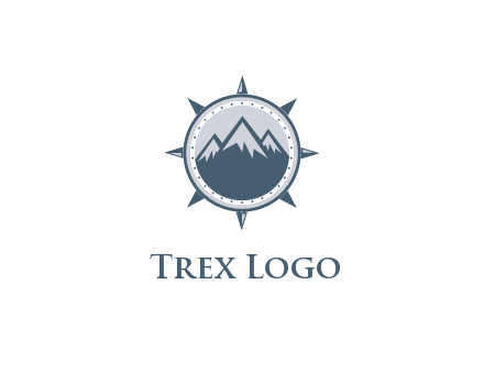 mountains in compass frame