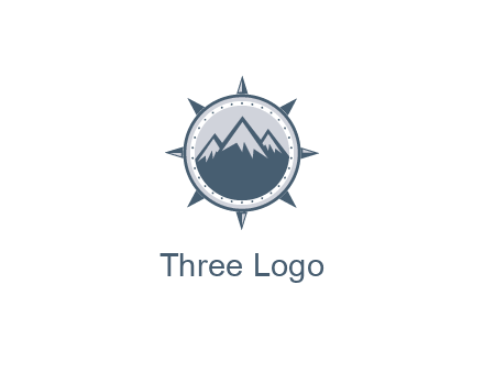 mountains in compass frame