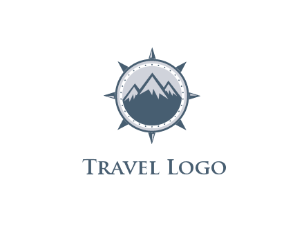 mountains in compass frame