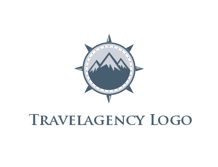 mountains in compass frame
