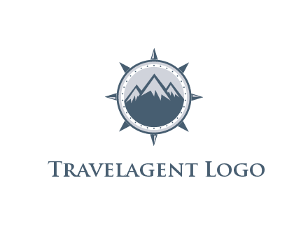 mountains in compass frame