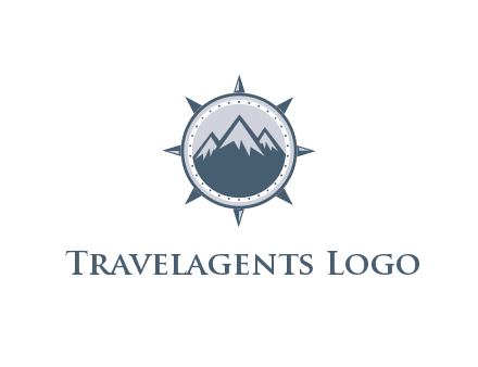 mountains in compass frame