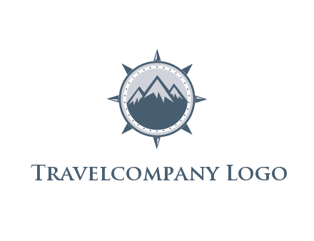 mountains in compass frame