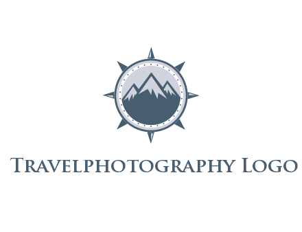 mountains in compass frame