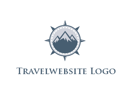 mountains in compass frame