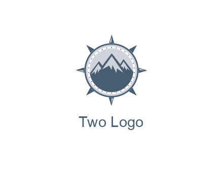 mountains in compass frame