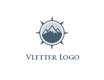mountains in compass frame