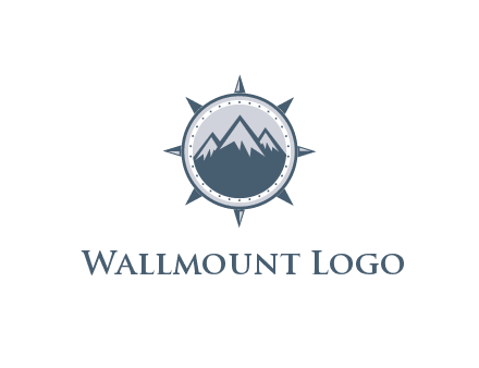 mountains in compass frame