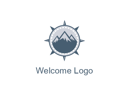 mountains in compass frame