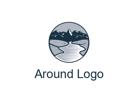 river with mountains in circle