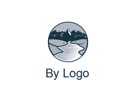 river with mountains in circle