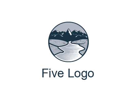 river with mountains in circle