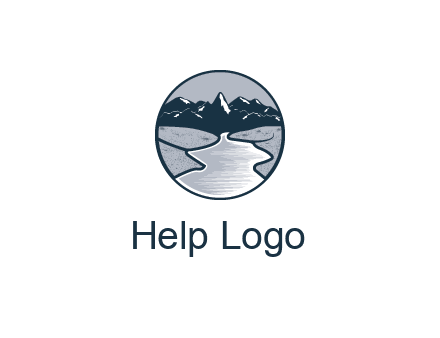 river with mountains in circle