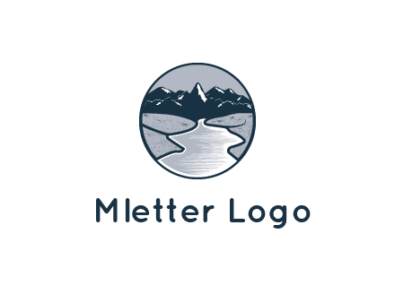 river with mountains in circle