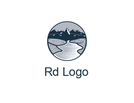 river with mountains in circle