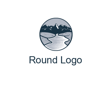 river with mountains in circle