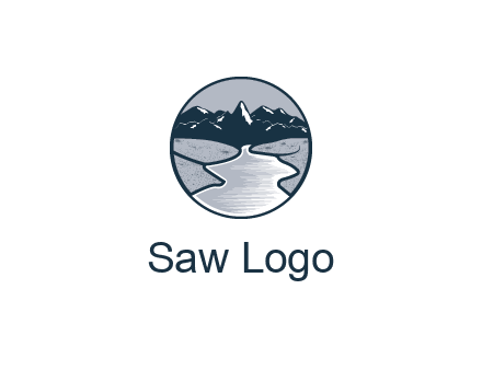 river with mountains in circle