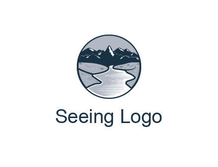 river with mountains in circle