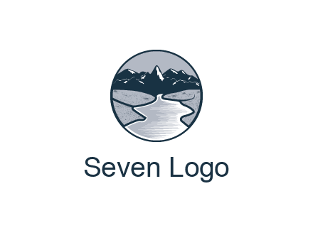 river with mountains in circle