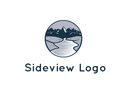 river with mountains in circle