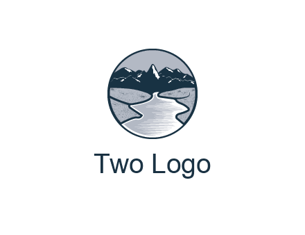 river with mountains in circle