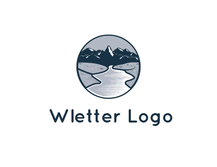 river with mountains in circle