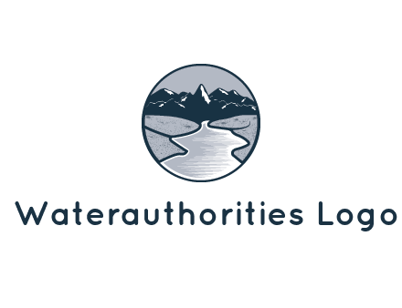 river with mountains in circle