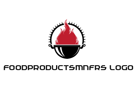 flames in grill with spiky handle