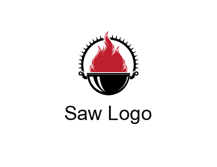 flames in grill with spiky handle