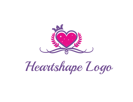 heart with leaves and crown
