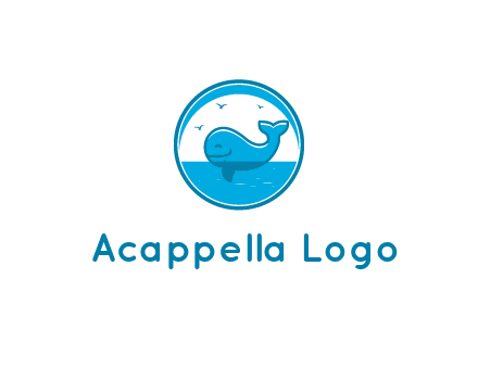 cute whale in ocean in circle