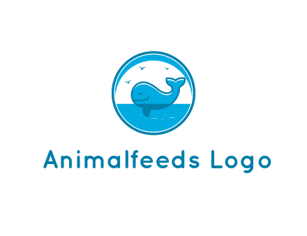 cute whale in ocean in circle