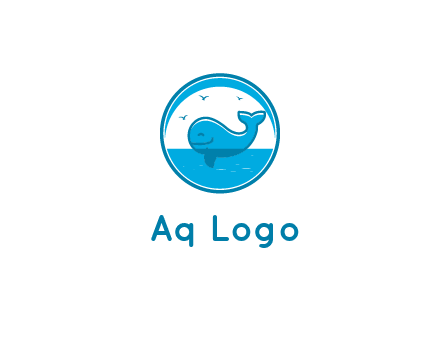 cute whale in ocean in circle