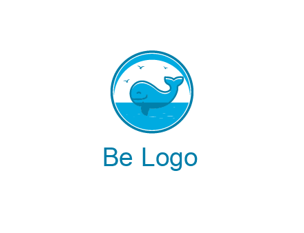 cute whale in ocean in circle
